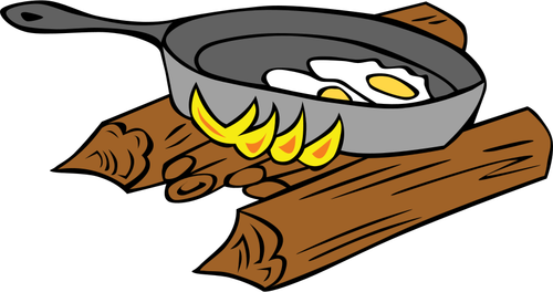 Eggs baked on campfire vector drawing