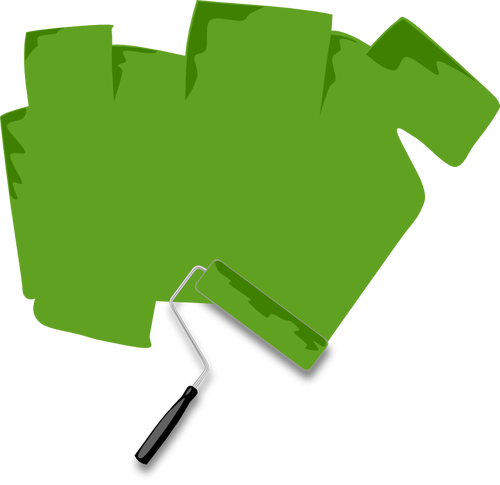 Wałek malarski z zielona farba grafika wektorowa