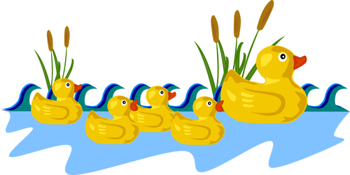 Vector de familia del pato de goma dibujo