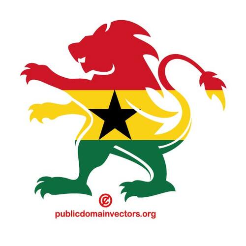 Флаг Ганы внутри Лев силуэт