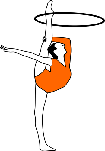 Vector drawing of rhythmic gymnastics with bow