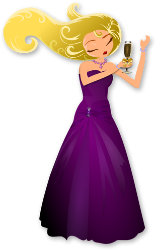 Vector drawing of blonde lady combing her hair