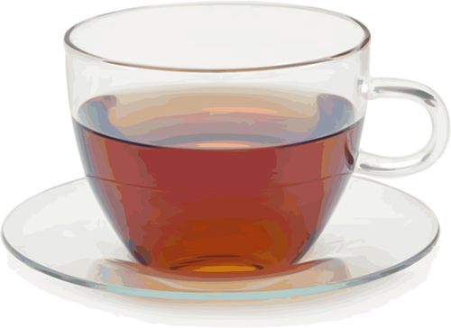 Glass teacup with saucer vector clip art