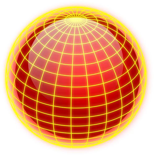Векторного рисования оранжевый и желтый проводной глобус