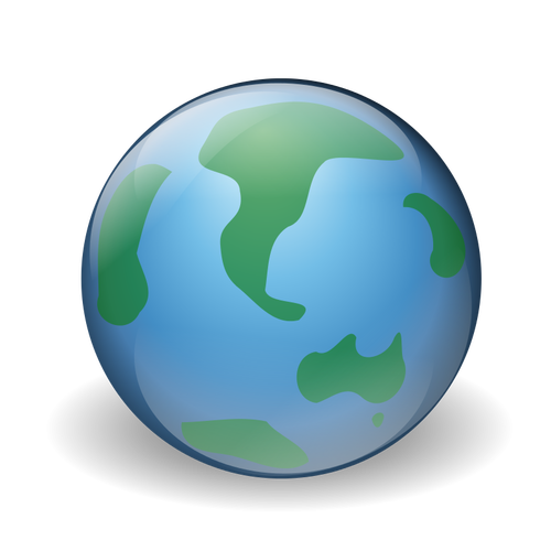 Ilustración de vector de globo mundo verde y azul