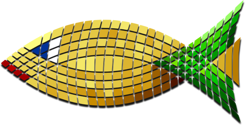 Vector afbeelding van betegelde gouden vissen