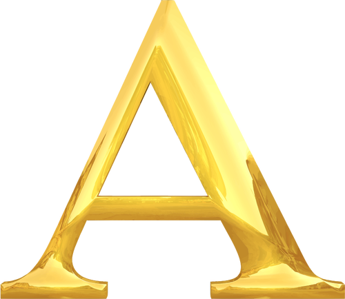 Letter A in gold