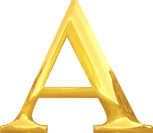 Letter A in gold