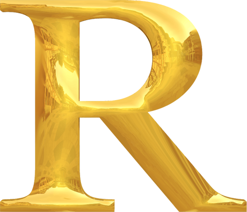 Gold typography R - Public domain vectors