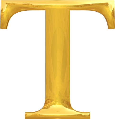 Letter T in gold - Public domain vectors