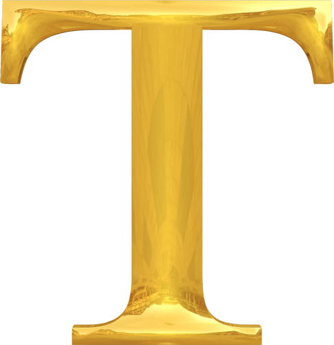 Letter T in gold  Public domain vectors