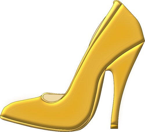 Vector image of golden high heel shoe