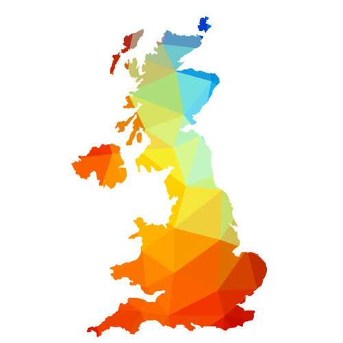 Silueta mapa Velké Británie