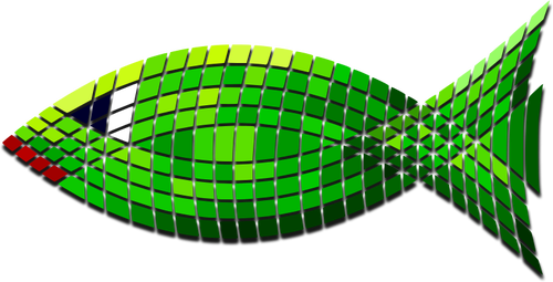 Vector illustraties van betegelde groene vis