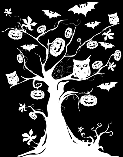 Árbol de Halloween dibujo