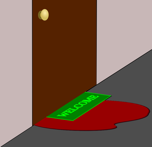 Pool of blood under door vector graphics