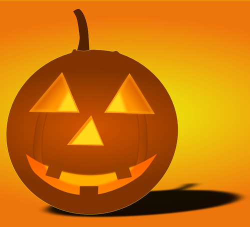 Verlichte Halloween pompoen met schaduw vector afbeelding