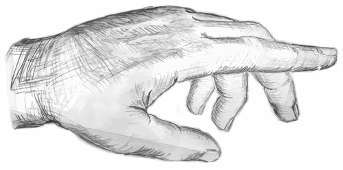 Blyanttegning av en manns hånd