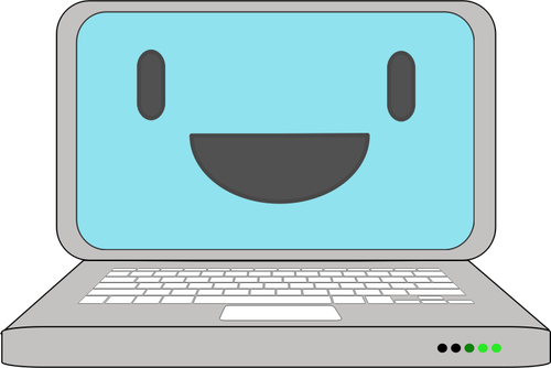 笔记本电脑图标与微笑矢量图