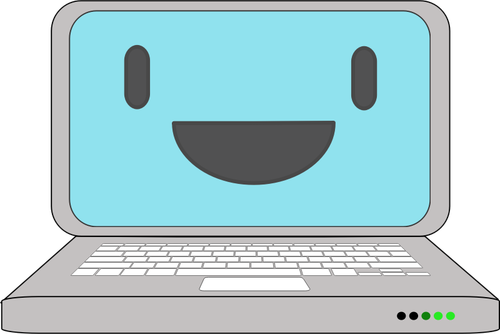 Laptop icon with a smile vector illustration