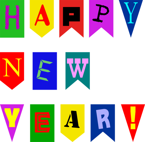 New Year Flags Vector