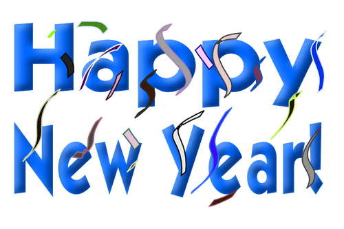 Happy New Year sign vector drawing