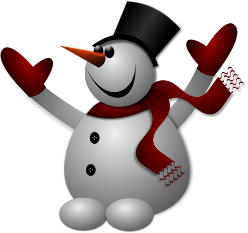 Dibujo vectorial de muñeco de nieve feliz