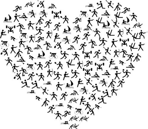 Coração com esportes