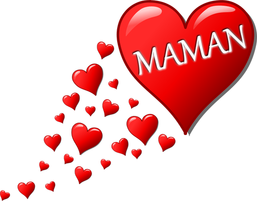 Hearts for Mom in French vector illustration