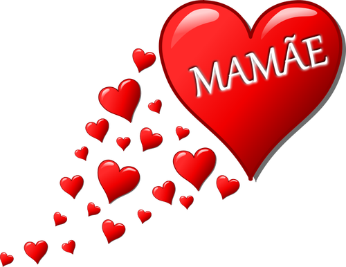 Hearts for Mom in Portuguese language vector