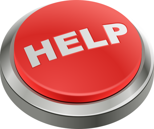 Красная кнопка с словом «Помощь»
