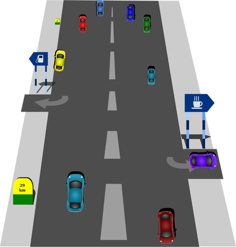 בתמונה וקטורית התנועה לכביש המהיר