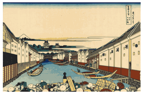 Nihonbashi bridge in Edo vector image