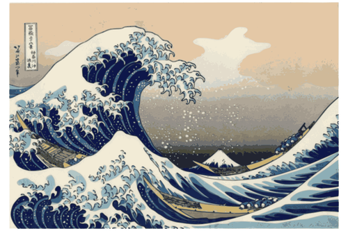 Векторная графика монументальной живописи под волна в Канагава