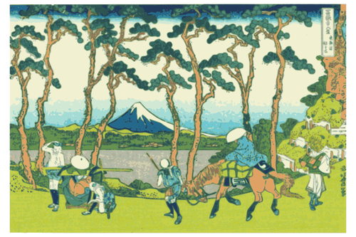 富士山从 Hokogaya 关于东海道向量剪贴画