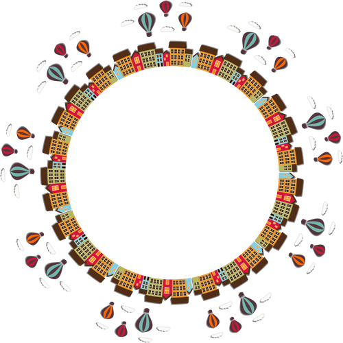 Cidade circular com balões