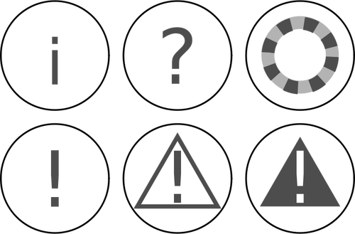 Grafica vectoriala de set de pictograme de notificare de avertizare