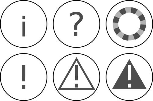 Vector graphics of set of warning notification icons