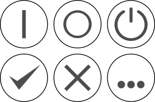 Vektorové ilustrace černobílé výběru moc ikon