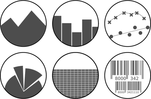 Grafika wektorowa szarości arkusza kalkulacyjnego ikony zestaw