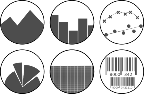 Vektor gambar grayscale spreadsheet ikon set