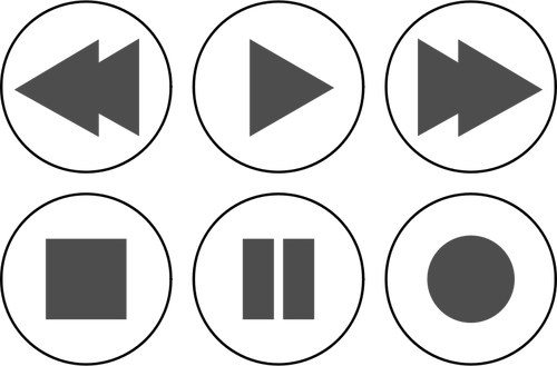 ベクトル モノクロ メディア プレーヤーのボタンの描画