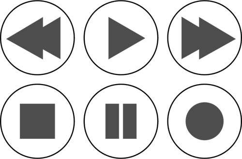 Vektör çizimi tek renkli media player düğmeleri