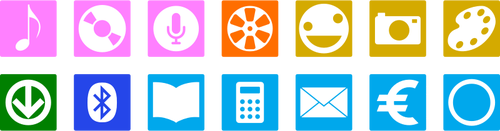 Vector drawing of selection of color smartphone icons