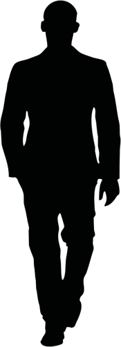 Kale man lopen in een pak silhouet vector afbeelding