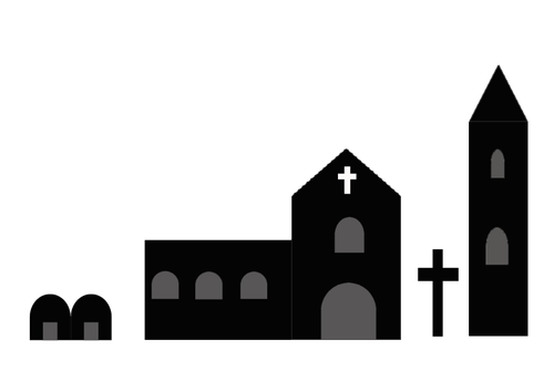 Ireland Monastic settlement silhouette