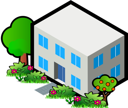 Vector image of flat roof house