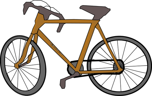 Cartoon brown bicycle color image.