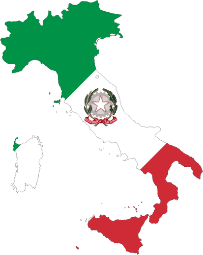 خريطة إيطالية مع العلم