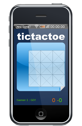 IPhone dengan permainan tictactoe pada layar vektor gambar